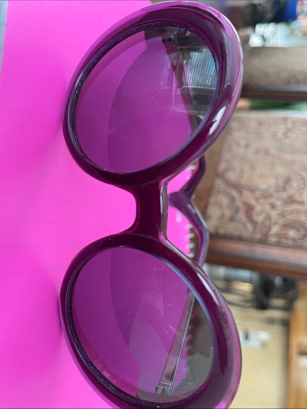 Emilio Pucci Pink Round Sunglasses with Purple Lenses